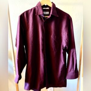 Van Heusen Men's Burgundy Long Sleeve Dress Shirt